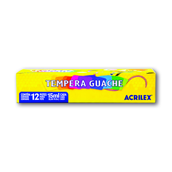 Tinta Guache Acrilex Tempera Guache 12 Potes 15ml Cada